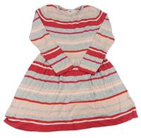 Růžovo-šedo-bílé pruhované svetrové šaty H&M