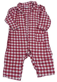 Červeno-bílý kostkovaný overal The little white company