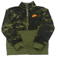 Army-khaki sportovní propínací mikina s logem Nike