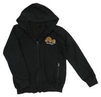 Černá propínací mikina s medvědem a kapucí 