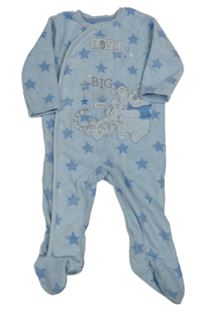 Světlemodrý fleecový overal s hvězdami a Medvídkem Pú George