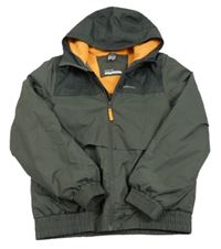 Šedo-khaki šusťáková funkční zateplená bunda s kapucí Quechua