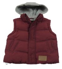 Mahagonová šusťáková zateplená vesta s kapucí Little rebel