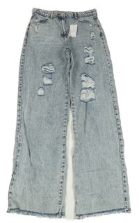 Nové - Tmavomodro-bílé melírované rifle s prošoupáním Candy couture 