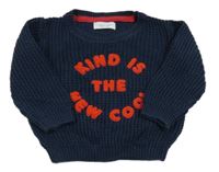 Tmavomodrý svetr s nápisem Primark