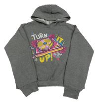 Šedá crop mikina s obrázkem a kapucí 