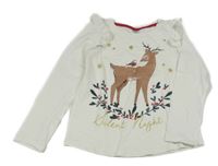 Bílé triko se srncem a volánky 