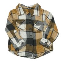 Béžovo-bílo-černá kostkovaná košile Dopodopo