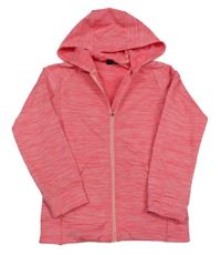 Růžová melírovaná sportovní propínací mikina s kapucí 