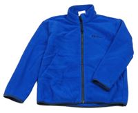 Modrá fleecová propínací mikina s logem Jack Wolfskin