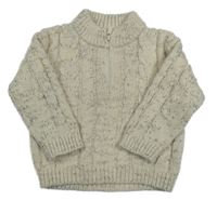 Světlebéžový melírovaný svetr se zipem Primark