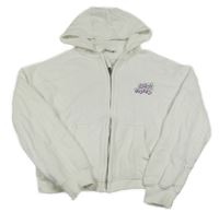 Bílá crop propínací mikina s nápisem a kapucí George