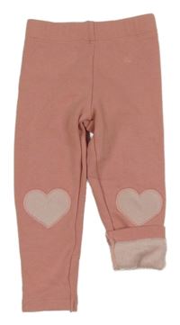 Světlerůžové teplé legíny se srdíčky Nutmeg