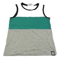 Bílo-zeleno-šedé tílko H&M