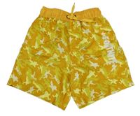 Žluto-oranžové vzorované plážové kraťasy FORTNITE