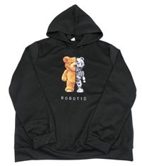 Černá mikina s medvědem a kapucí Shein