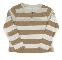 Bílo-hnědé pruhované triko H&M