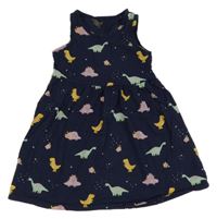 Tmavomodré bavlněné šaty s dinosaury George