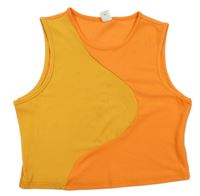 Oranžovo-žlutý žebrovaný crop top Shein