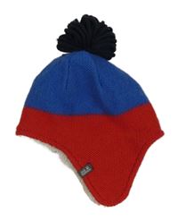 Modro-červená pletená čepice 