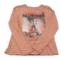 Růžové triko s Eiffelovkou Page One Young