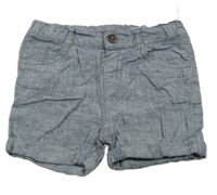 Modré žíhané lněné kraťasy C&A