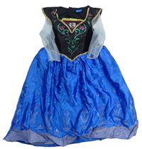 Kostým - Černo-modré šaty s květy - Anna Disney