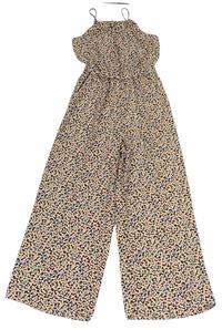 Hnědo-lososový květovaný kalhotový overal H&M
