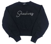 Černá crop mikina s logem Skechers 