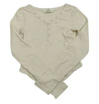 Smetanové crop triko s cvočky H&M