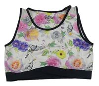 Bílo-květovaný sportovní crop top F&F