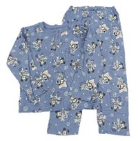 Modré žebrované pyžamo s Mickeym Disney
