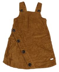 Hnědé manšestrové laclové šaty s knoflíky Firetrap