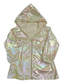 Světlerůžová metalická lehká parka s kapucí 
