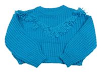 Modrý crop svetr s třásněmi Matalan