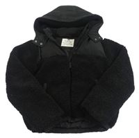 Černá šusťákovo/huňatá zimní crop bunda s kapucí F&F