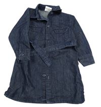 Tmavomodré riflové košilové šaty s páskem 