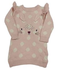 Světlerůžové puntíkaté pletené šaty s králíčkem V by Very