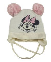 Smetanová čepice s Minnie a bambulemi Disney