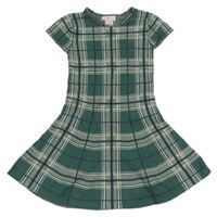 Zeleno-bílé kostkované pletené šaty 