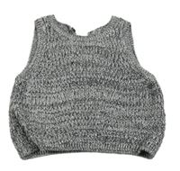 Černo-šedá melírovaná pletená třpytivá vesta 