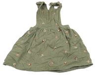 Khaki manšestrová laclová sukně s kytičkami 