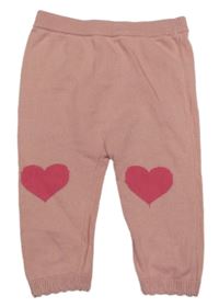 Růžové pletené tepláky se srdíčky Tu