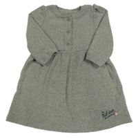 Světlekhaki melírované žebrované úpletové šaty s nápisy Nutmeg