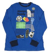 Nové - Modré pyžamové triko s míčem a kopačkami George