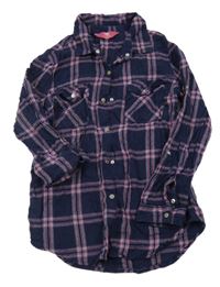 Tmavomodro-růžová kostkovaná halenka Yd.