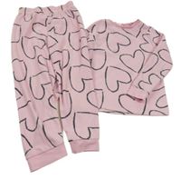 Světlerůžové fleecové pyžamo se srdíčky M&S