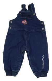 Tmavomodré teplákové laclové rifle s nášivkou 