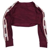 Vínové žíhané crop triko