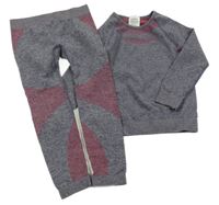 2set - Fialovo-růžové funkční spodní triko + kalhoty Lupilu